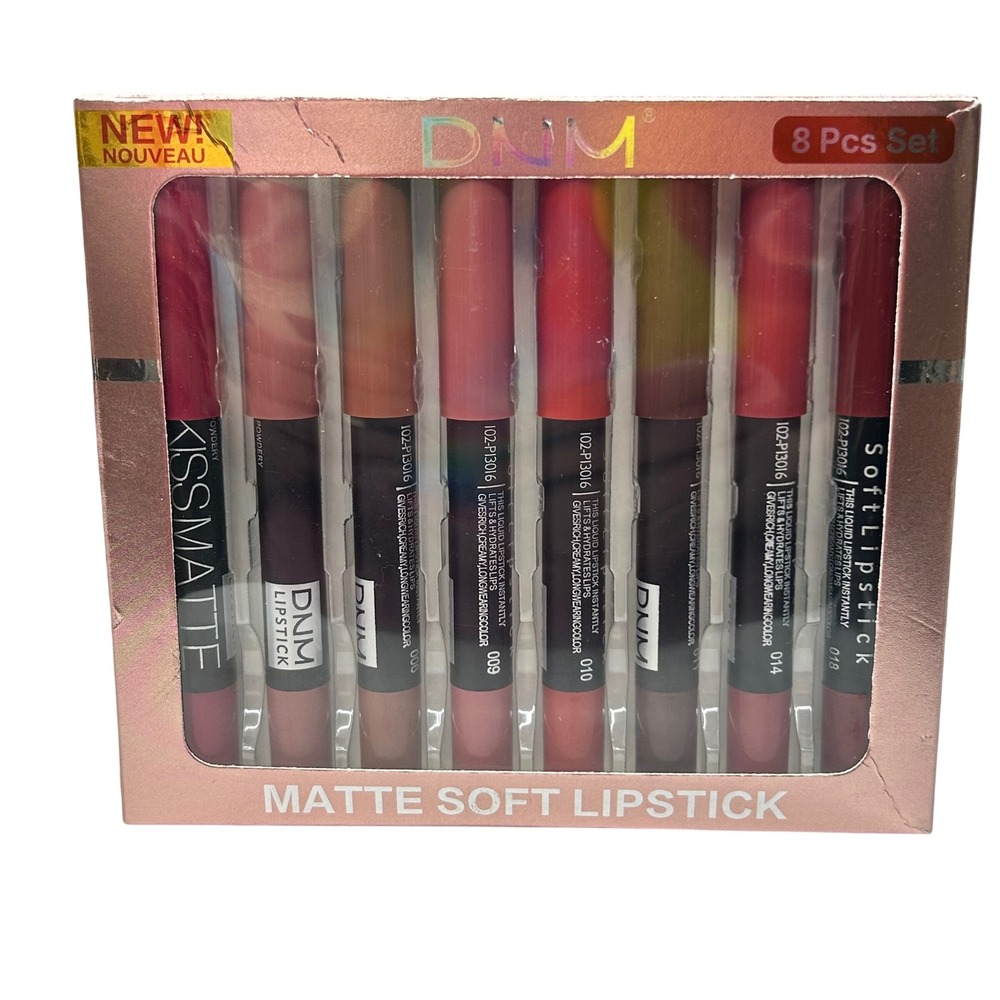 DNM Matte Soft Lipstick 8 Pcs Set Long Lasting Liquid Lip Color Cosmetics‎ NEW
